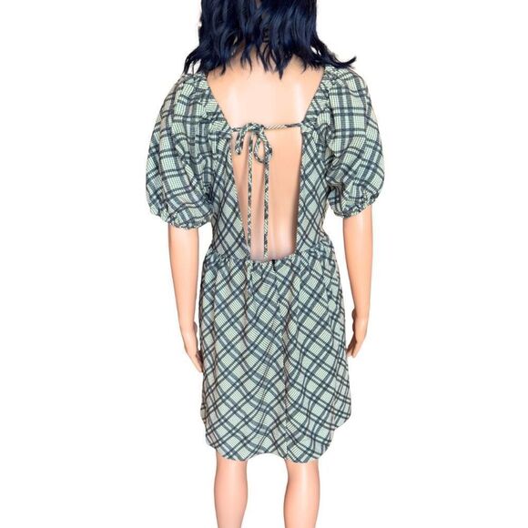 NWT Line & Dot Lisa Plaid Puff Sleeve Mini Dress - Picture 6 of 8